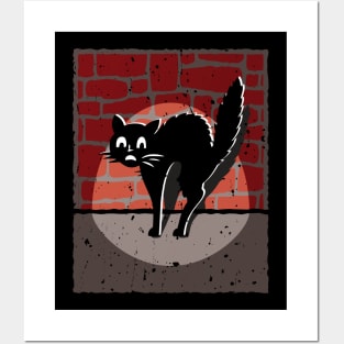 Funny cat in the dark Posters and Art